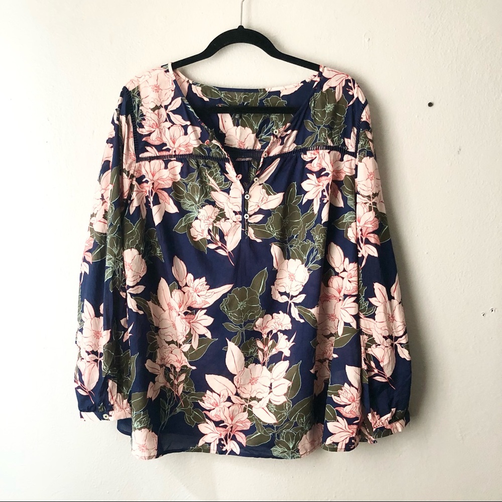 Talbots floral boho lightweight blouse 2x plus size 100% cotton